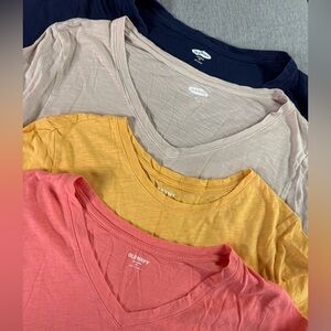 Old Navy Women's V-Neck Tops - Pink, Yellow, Beige, Navy